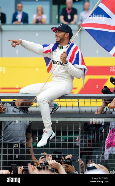 Lewis Hamilton Celebrating After Winning The British F1 Grand Prix At