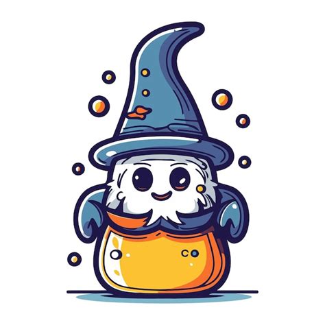 Premium Vector Cute Cartoon Snowman In A Witch Hat Vector Illustration