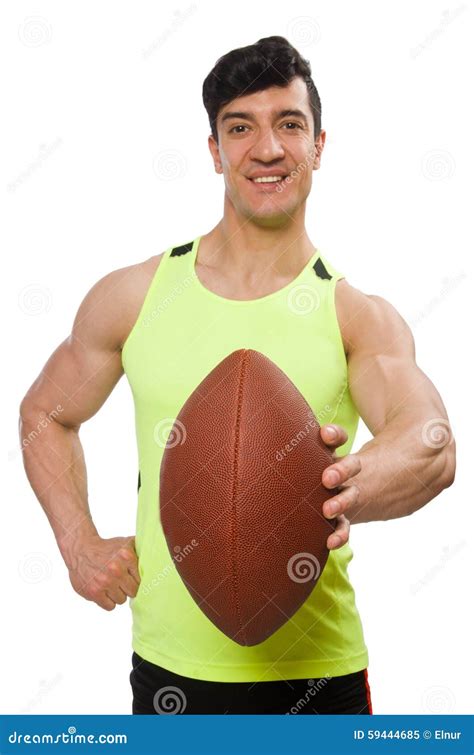 Man Playing American Football Isolated On White Stock Image Image Of