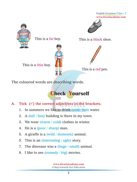 Class 2 English Grammar Chapter 7 Adjectives Or Describing Words