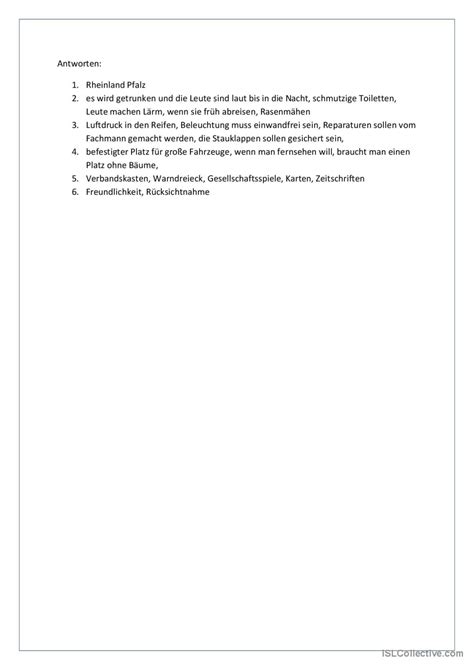 So Bringt Der Campingurlaub Wirklich Deutsch Daf Arbeitsbl Tter Pdf Doc