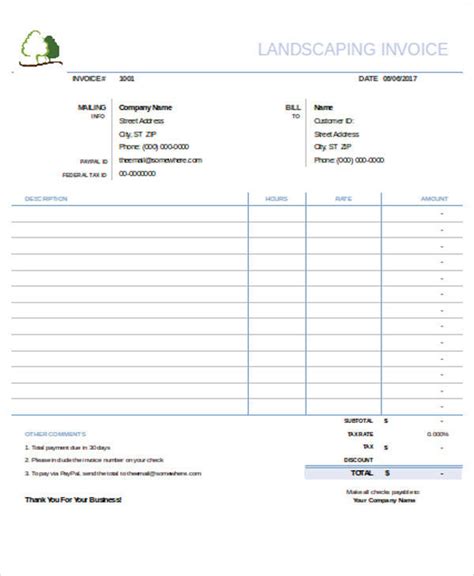 Free Sample Landscaping Invoices In Pdf Ms Word Excel