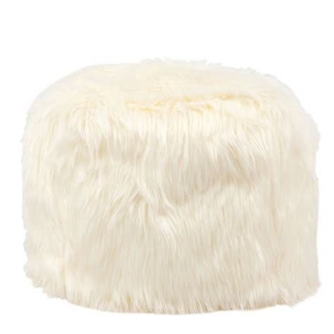 Pouf Imitation Fourrure Blanche Pioli Maisons Du Monde