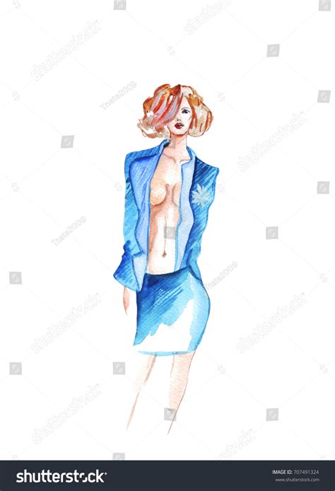 Illustration Watercolor Paints Colored Pencils Naked Stock Illustration Shutterstock