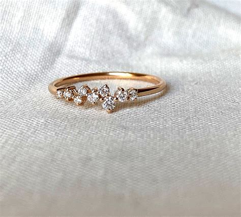 Rose Gold Diamond Cluster Ring Gold Cluster Ring Diamond - Etsy