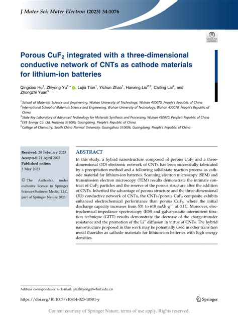 Porous CuF2 Integrated With A Three Dimensional Conductive Network Of