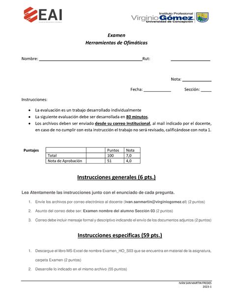 Examen HO S03 Evaluación IVN SAN MARTIN FREDES 2023 Examen