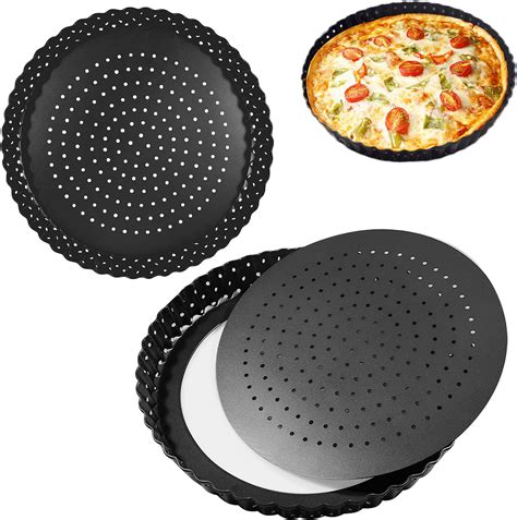 AZKEEGREY 2Pack Perforated Quiche Tins With Loose Base 20cm Non Stick