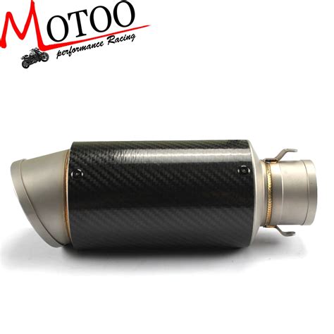 Motoo Universal Motorcycle Full Carbon Fiber Muffler Slip On Exhaust For Honda R1 R3 R6 Gsxr600