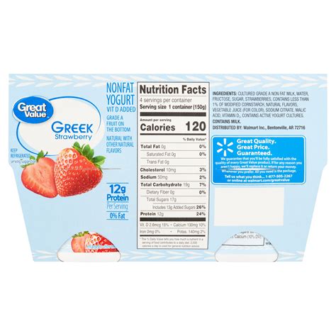 Great Value Light Greek Nonfat Yogurt Strawberry Nutrition Facts Blog Dandk