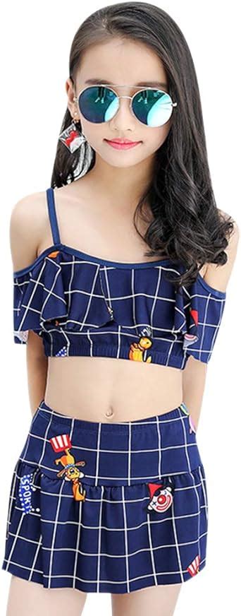 Lonmei Lonmei M Dchen Baby Badeanzug Kleine Prinzessin Bikini Teilt Badeanzug Set Mit Rock Blau