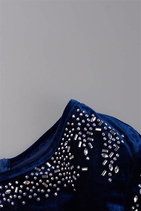 Blue Sexy Solid Patchwork Slit Hot Drill Oblique Collar Dresses Maxi Dresses KnowFashionStyle