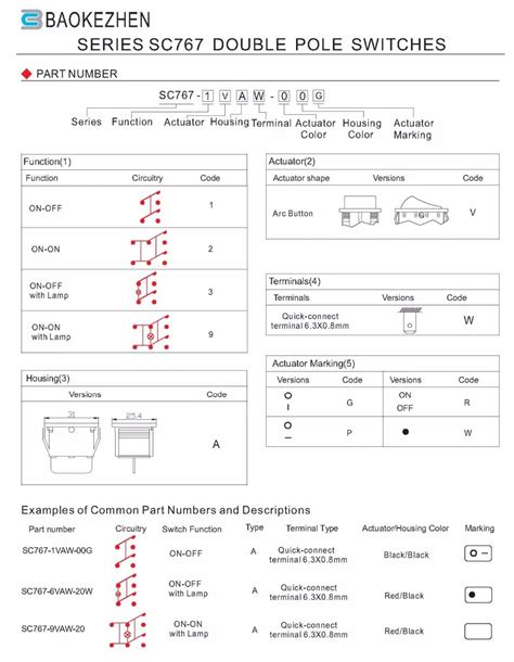 BAOKEZHEN SC767 Double Pole Rocker Switch - Reliable On-off