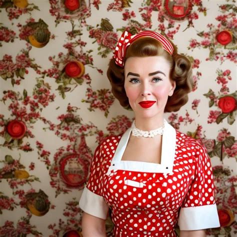 Wes Anderson Type Portrait Of A 1950s Housewife With