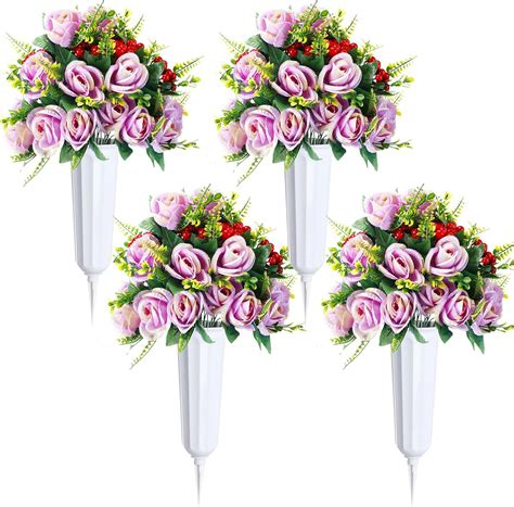 Amazon Tigeen 4 Sets Artificial Cemetery Flowers For Grave