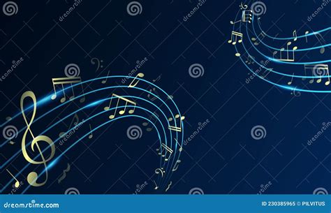 Ondas Musicais Brilhantes Fluindo Notas Fundo Musical Abstrato