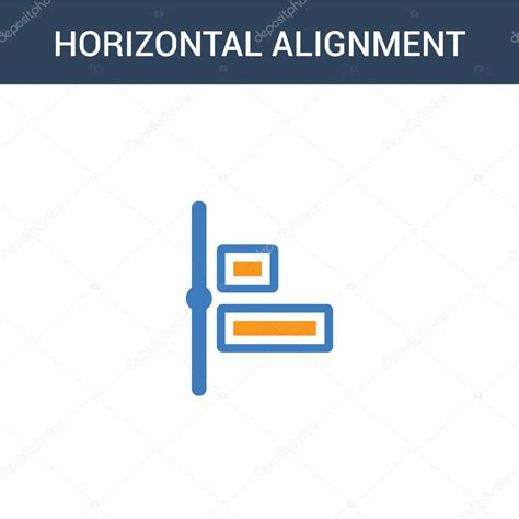 dos colores Icono de vector de concepto de alineación horizontal 2