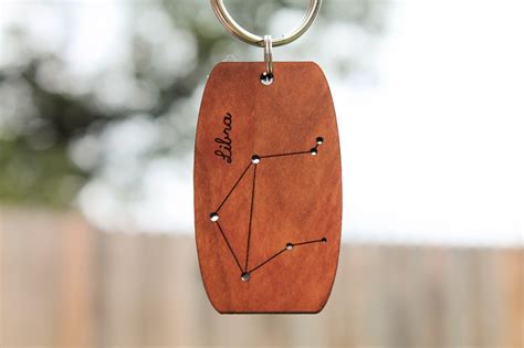 Libra Zodiac Constellation Wood Keychain Made In The USA Birthday