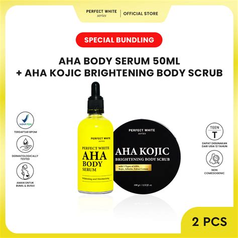 Jual PERFECT WHITE AHA Body Serum 50ML AHA Kojic Brightening Scrub