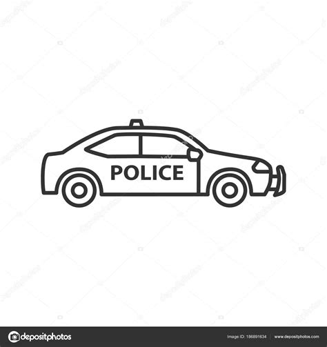 Police Car Linear Icon Thin Line Illustration Contour Symbol Vector