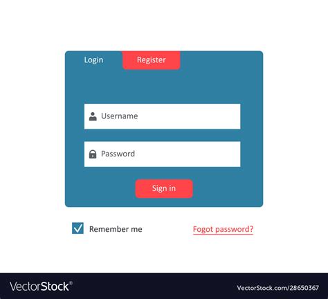 Member registration form for user account Vector Image 