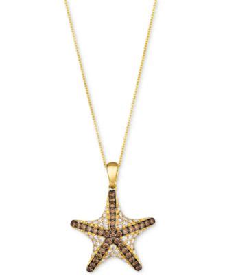 Le Vian Chocolate Diamond Nude Diamond Starfish 20 Adjustable Pendant Necklace 1 1 3 Ct T