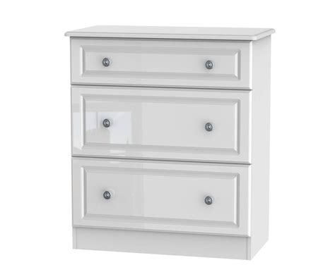 Welcome Furniture Pembroke White High Gloss 3 Drawer Deep Chest Fduk