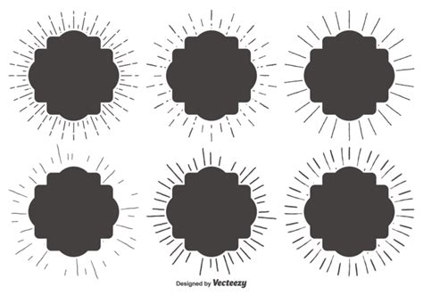 Hand Drawn Sunburst Label Set Eps Ai Vector Uidownload