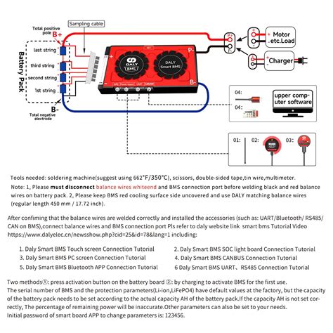 16S 48V 60 Amp Smart BMS Battery Management System PVC Daly