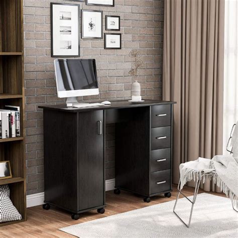 Long Rectangular Office Desk with Drawers – CharmyDecor