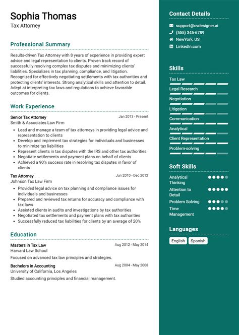 Tax Attorney Cv Example And Writing Tips For 2024 Cvdesignerai