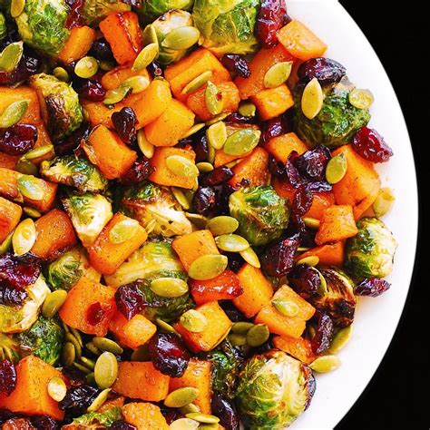 Thanksgiving Side Dish Roasted Butternut Squash And Brussels Sprouts