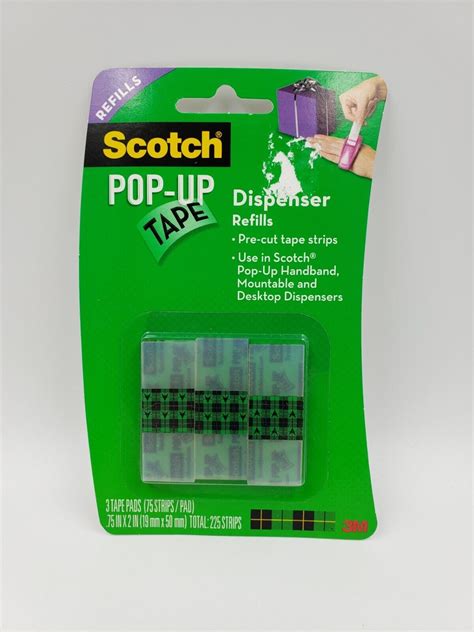 Scotch Pop Up Tape Refills 225 Strips 3 Tape Pads W 75 Strips Per Pad