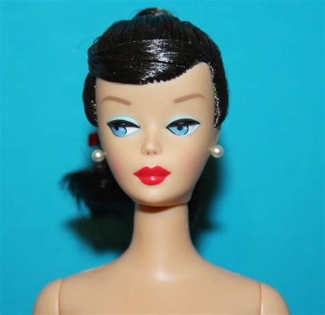 Vintage Barbie Reproduction Nude Brunette Swirl Ponytail W Wrist Tag Stand