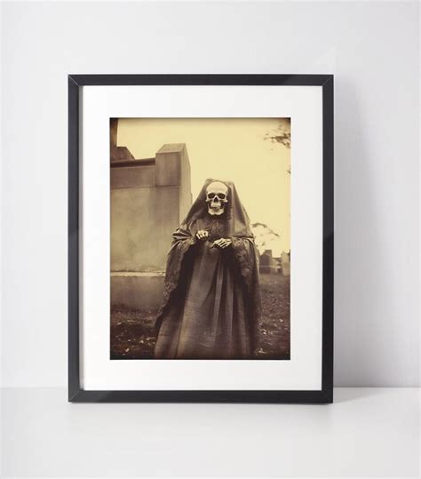 Skeleton in Graveyard, Vintage Photography, Art Poster Print, Dark ...