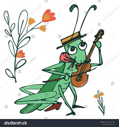 Cartoon Grasshopper Violin Stock Vector Royalty Free 2264461191 Shutterstock