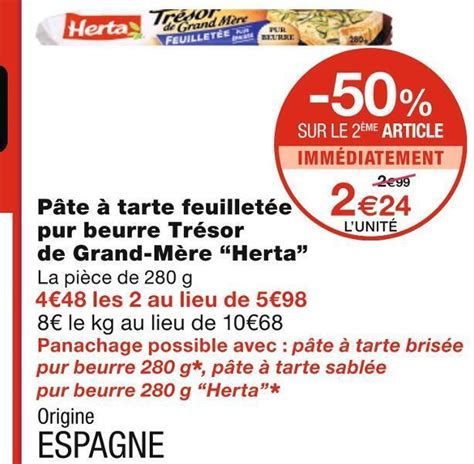 Promo Herta pâte à tarte feuilletée pur beurre trésor de grand mère