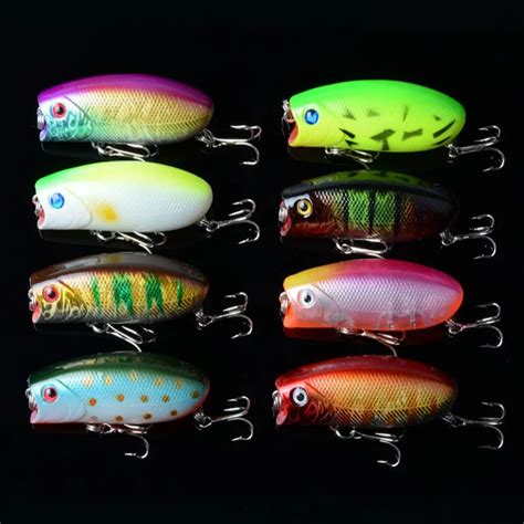 8pcs 6cm 105g 8 Japan Hook Plastic Top Water Floating Popper Fishing