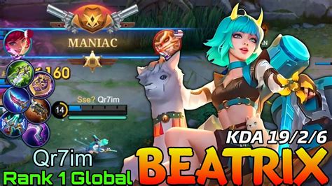 Maniac With 19 Kills Beatrix Deadly Marksman Top 1 Global Beatrix By