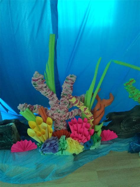 Underwater Themed Vbs Room Diy Coral Reef Mermaid Theme Birthday Party Coral Decor Diy