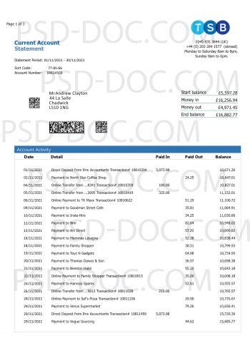 Bank Statement Psd Store