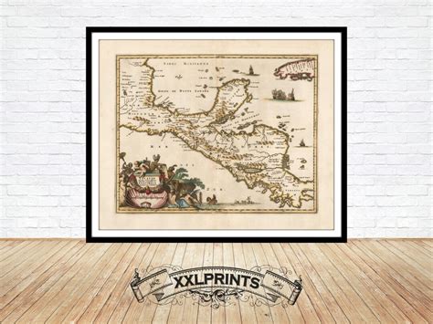 Old Map of Yucatan, 1671, Ancient Map, Very Rare, Fine Reproduction ...