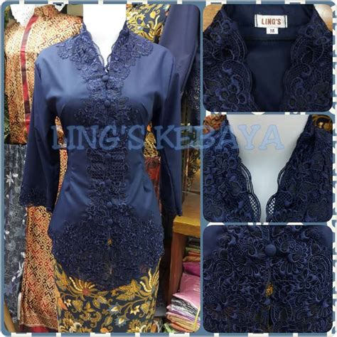 Kebaya Encim Modern Spesial Blue Navy / Biru Dongker Tangan 7/8an