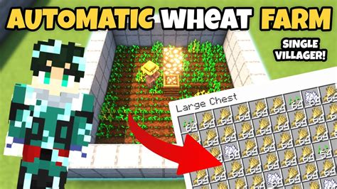 Minecraft Easiest Single Villager Automatic Wheat Farm Tutorial Youtube