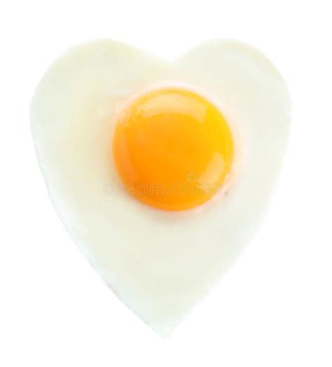 Heart Shaped Fried Egg Isolated On White Top View Stock Image Image