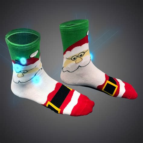 LED Light Up Santa Christmas Socks