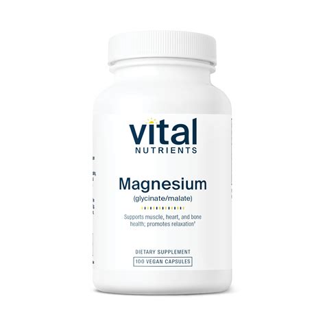 Vital Nutrients Magnesium Glycinate Malate Mg Vegan Magnesium