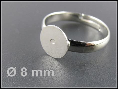 X Platin Silber Ring Rohling Randlos Verstellbar Mit Klebeplatte