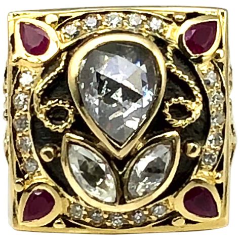 Cartier Daphne Diamond Ruby 18 Karat Yellow Gold Ring At 1stDibs