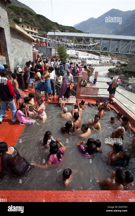 People Bathing In Hot Water Spring Badrinath Uttarakhand India Asia Stock Photo Alamy